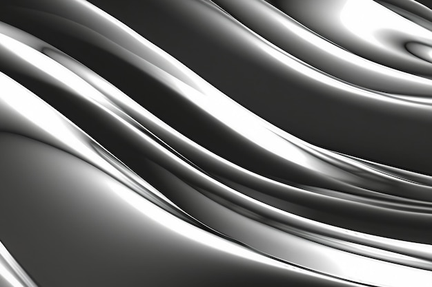 Abstract silver gradient background Flow chrome liquid metal waves