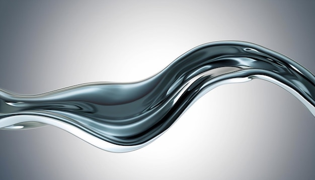 Photo abstract silver gradient background flow chrome liquid metal waves