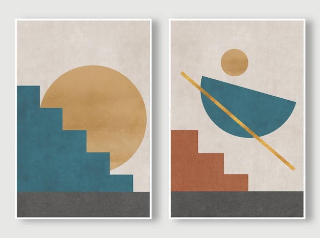 abstract and simple style geometric marble art hanging painting