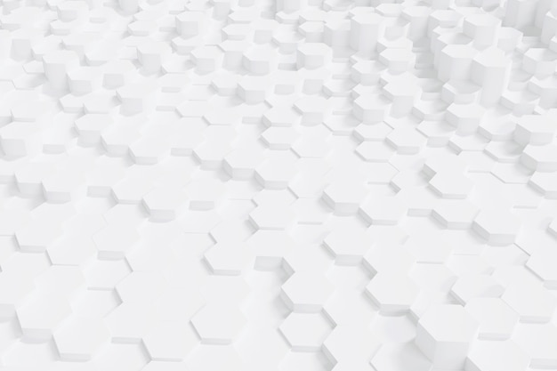 Abstract simple white hexagon background, 3d rendering.