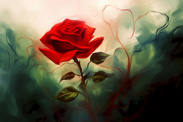 Abstract Single Red Rose