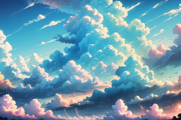 Foto abstract sky cloud illustration schilderen zacht papier kleur anime stijl