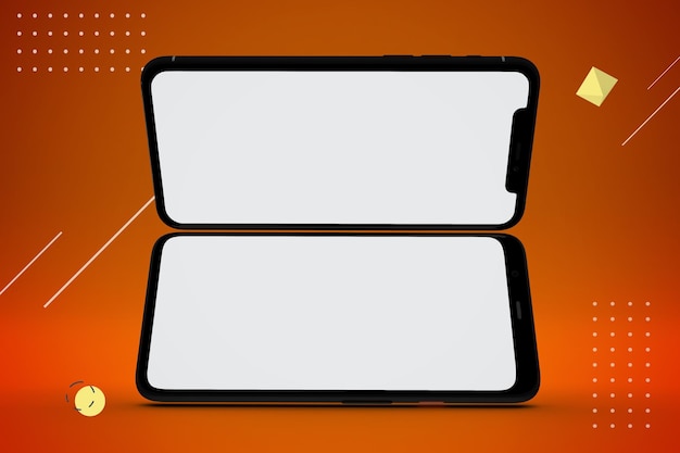 Abstract Smart Phones Front Side In Orange Background