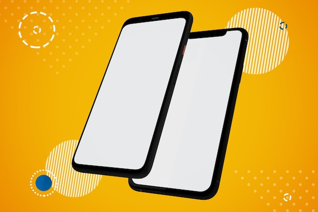 Abstract Smart Phones Right Side In Yellow Background