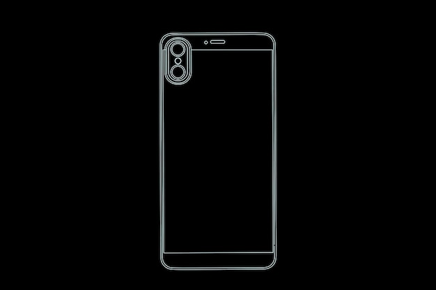 Abstract smartphone outline with mock up place on black background Technology device screen and advertisement concept 3D Rendering