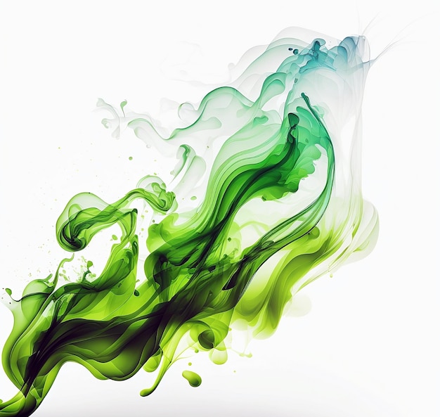 Abstract smoke illustration background flowing in green colors