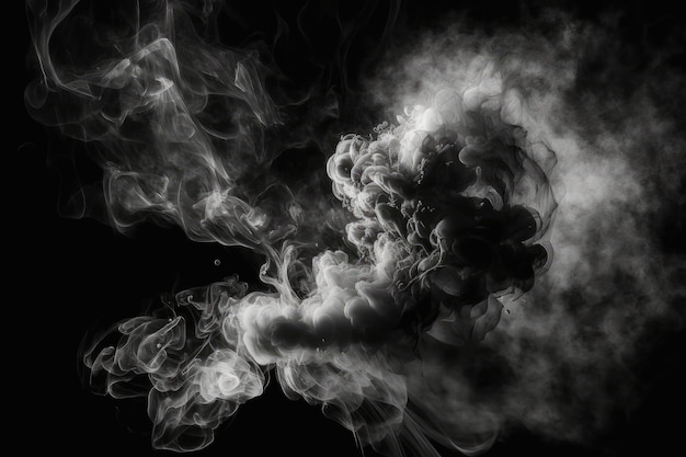 Абстрактное изображение дыма на черном фонеГенеративный ИИ