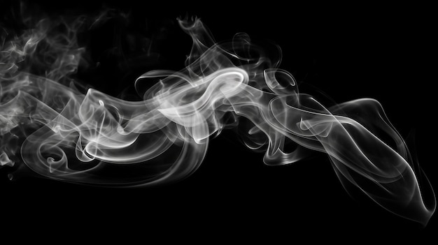 Abstract smoke misty fog on isolated black background Generative AI