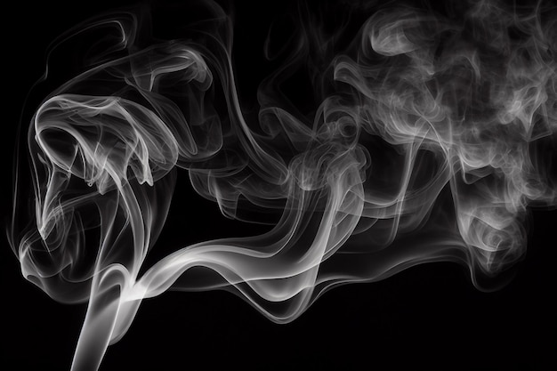 Abstract smoke moves on a black background Design element Abstract texture generative ai