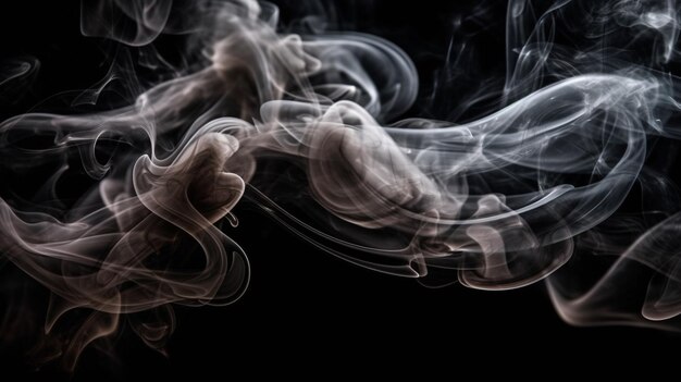 Abstract smoke moves on a black background Design element Abstract texturegenerative ai