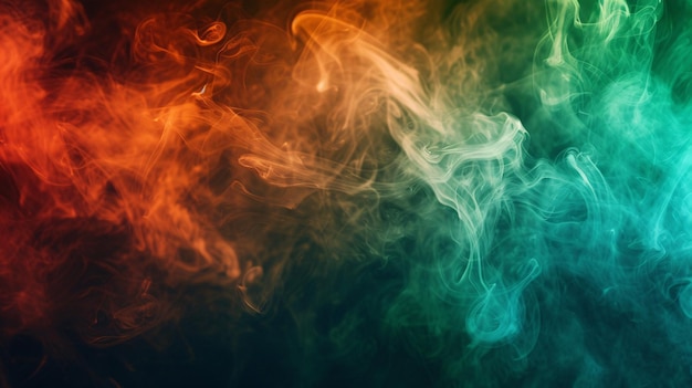 Abstract smoke in a variety of colors on a dark backdrop