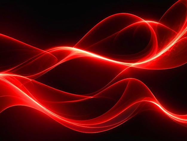 Abstract smooth red light streak wave background abstract red fractal wave technology background