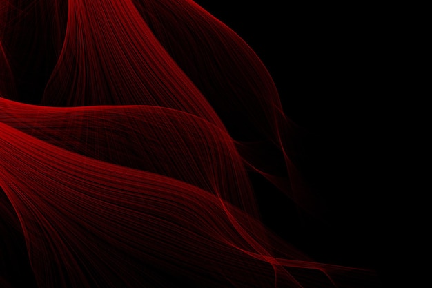 Abstract smooth red light streak wave background. Abstract red fractal wave technology background.