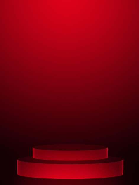 Abstract smooth red studio room background used for product display, banner, template