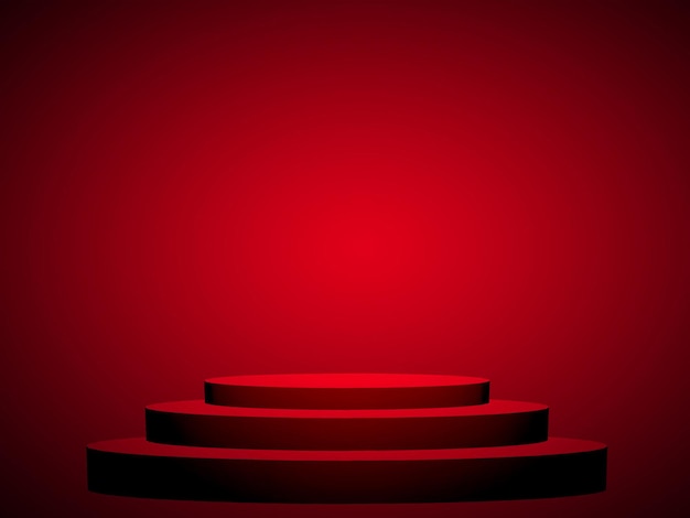 Abstract smooth red studio room background used for product display banner template