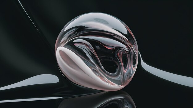 Abstract smooth soap bubble on black background