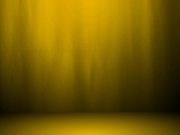 Абстрактный гладкий желтый фон комнаты студии, используемый для шаблона баннера дисплея продукта
