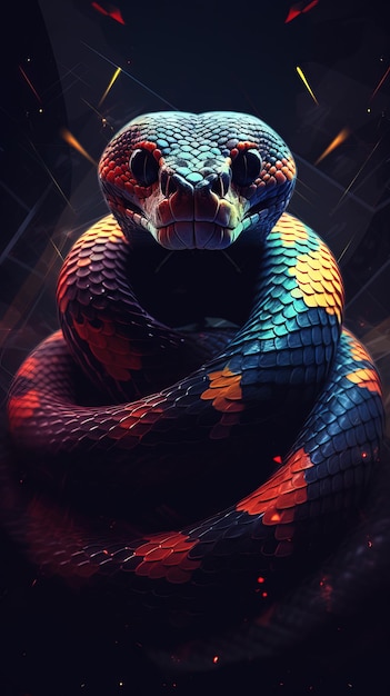 写真 暗い背景に抽象的なヘビ生成 ai