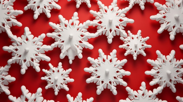 Abstract snowflake patterns made with minimalist Christmas decor in flat lay style AI generated illustration