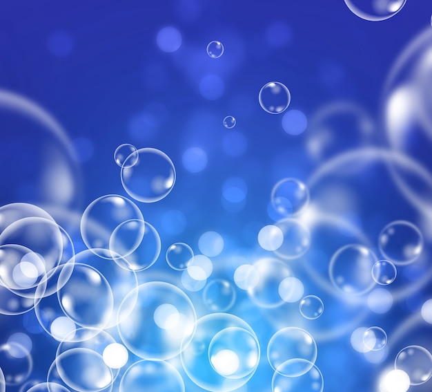 Abstract soap bubble on blue background