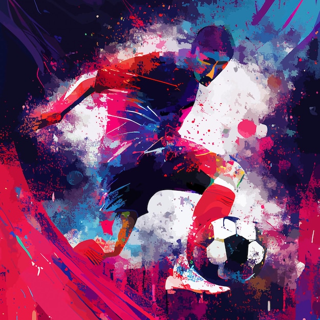 Abstract Soccer player with ball