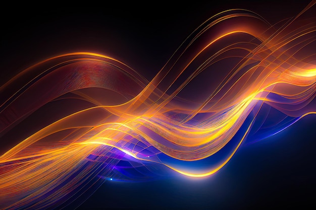 Abstract soft colored lines yellow and blue Generative AI