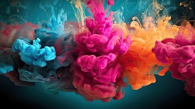 Abstract soft colorful ink splash in water background Generative AI