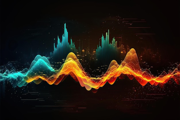 Abstract Sound waves, Frequency audio waveform, music wave HUD interface elements