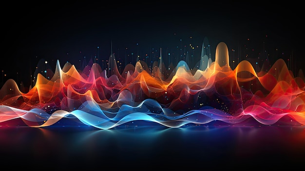 Abstract sound waves with colors illustration