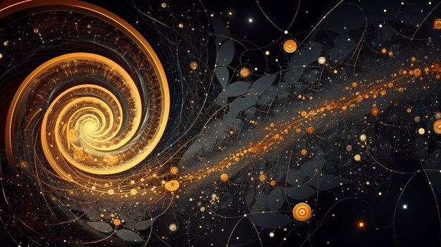 Abstract space background with golden spiral Astrology and astronomy illustration Generative AI