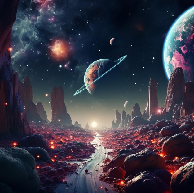 Abstract space and planets environment