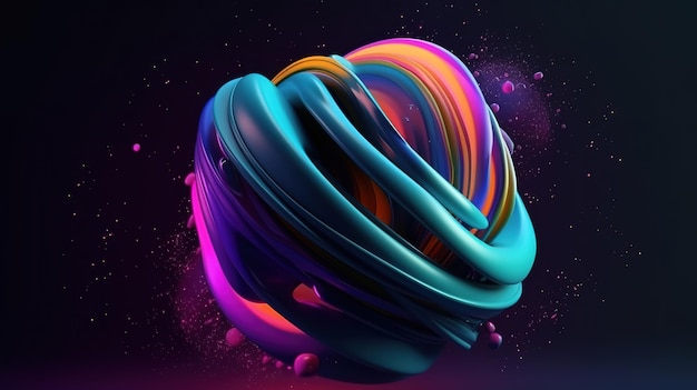 Abstract space wallpaper with form of letter o and sparks of light Generative Ai