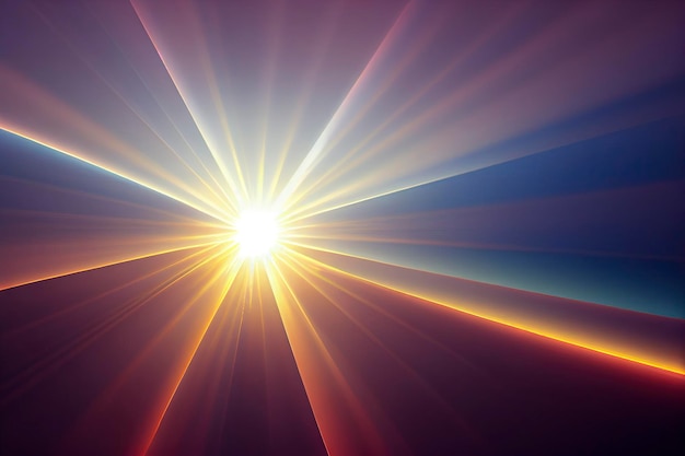 Abstract sparkling colorful light rays background glowing lighting flare multicolored.