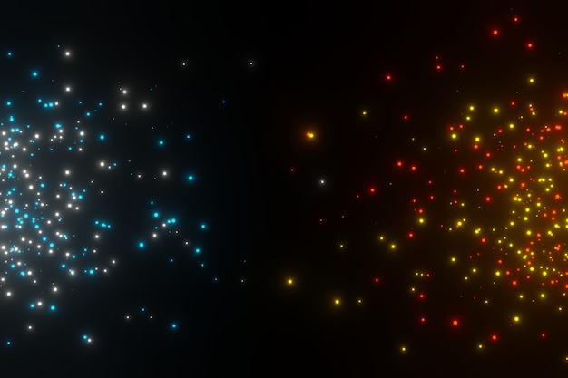 Abstract sparks Glowing glitter dust particles 3d rendering