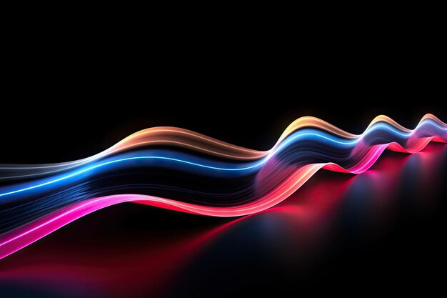 Abstract Speed light trails effect path fast moving neon technology background future Generative Ai