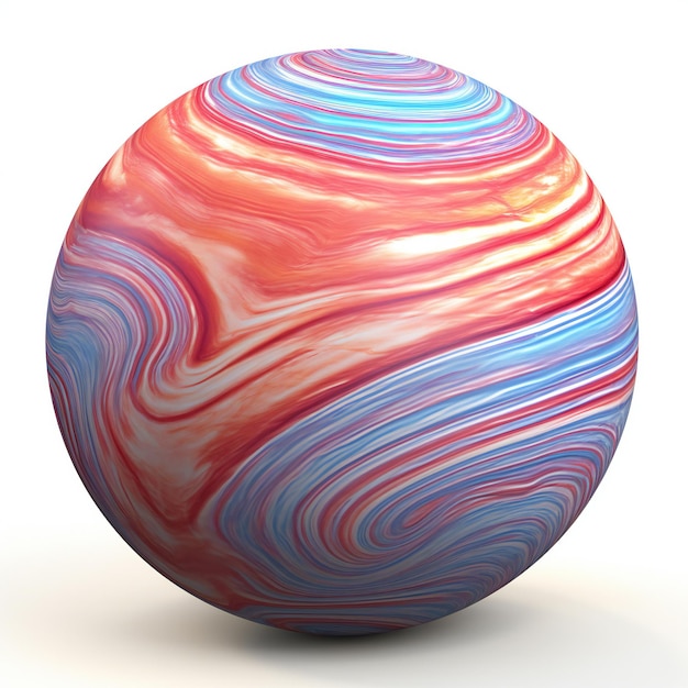 Abstract sphere with blue red and white stripes