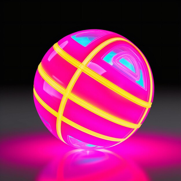 Abstract sphere with colorful light reflections on black background