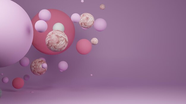 Abstract spheres geometric contemporary art 3d render creative design minimalist composition v