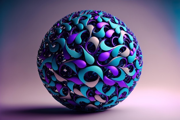 写真 抽象的な球状の青と紫のパターン