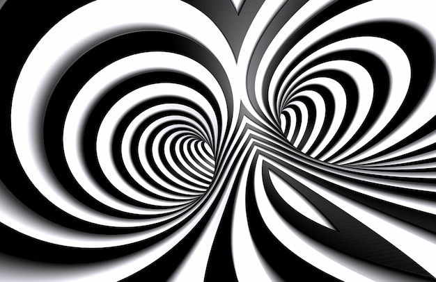 Abstract spiral background in black and white pattern.Abstract tunnel or infinite hole.