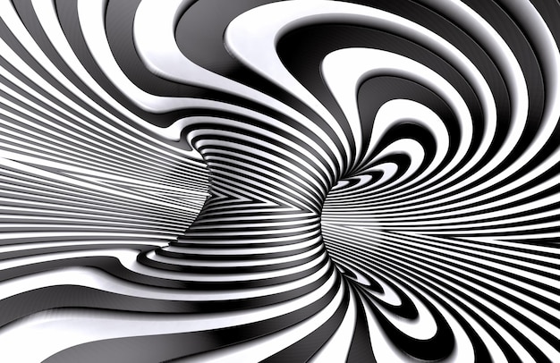 Abstract spiral background in black and white pattern.Abstract tunnel or infinite hole.