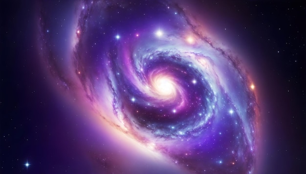 Abstract Spiral Galaxy in Space with Glowing Stars