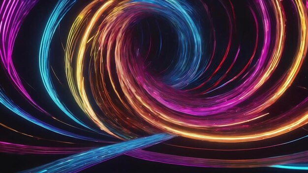 Abstract spiral neon circles computer generated background 3d render background