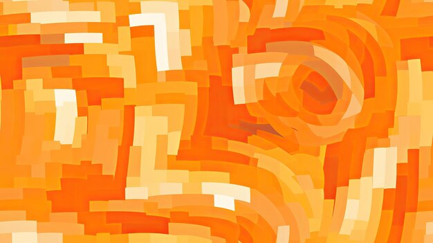 Abstract spirals contemporary orange pixel pattern