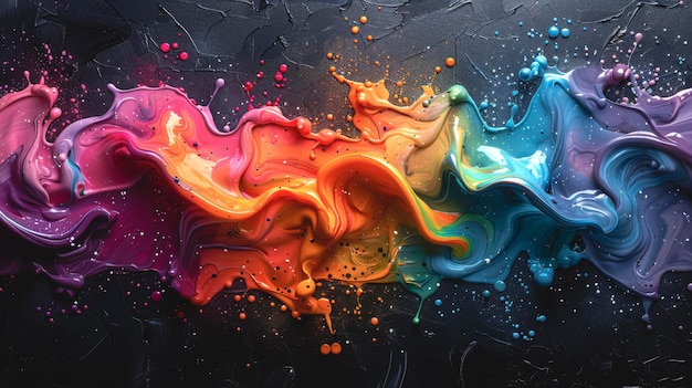 Photo abstract splash of colors on a black background