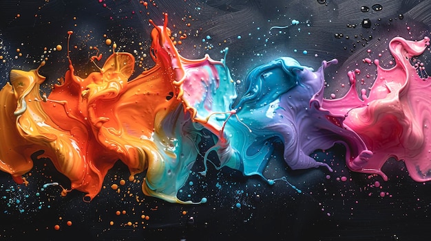 Abstract splash of colors on a black background