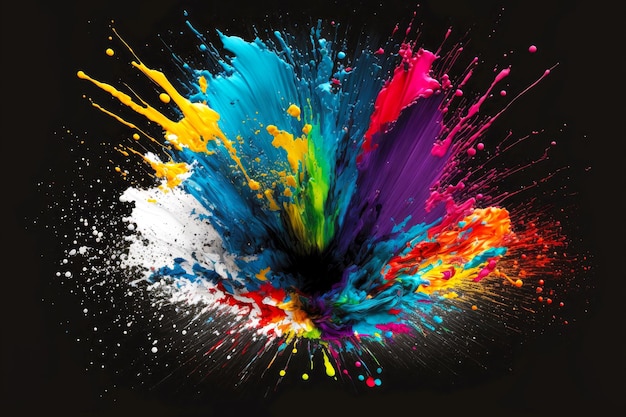 Abstract splash splash and splashes of rainbow explosion of colorful paint