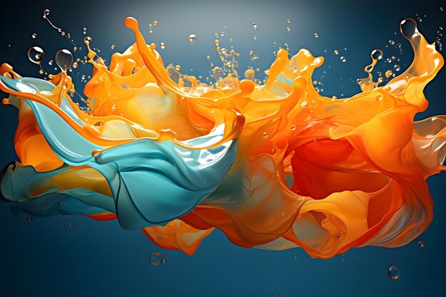 Abstract splash with bright colors pouring