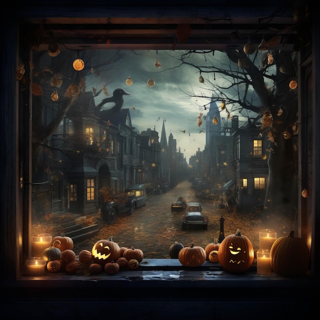 Abstract spooky halloween window background