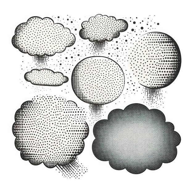 Photo abstract spot speech bubbles in retropointillism style